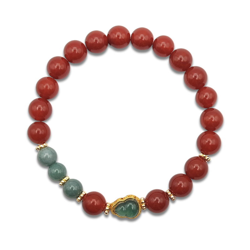 Nan Hong Agate With Guatemalan Jade Hulu Design
